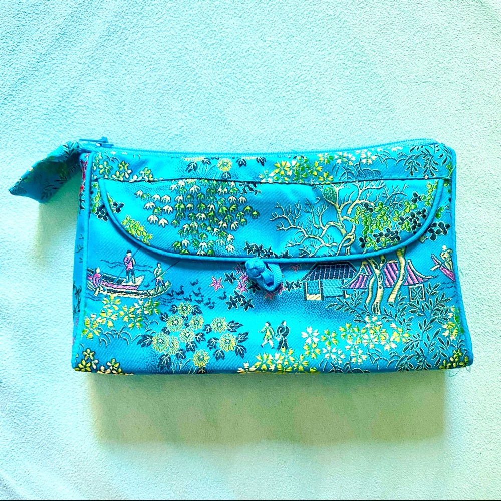 Rayon Brocade Cosmetic Bag (Turquoise) #327